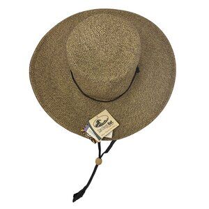 San Diego Hat Co. Packable Wide Brim Paper Sun Hat Chin Cord UPF 50+ With Tag